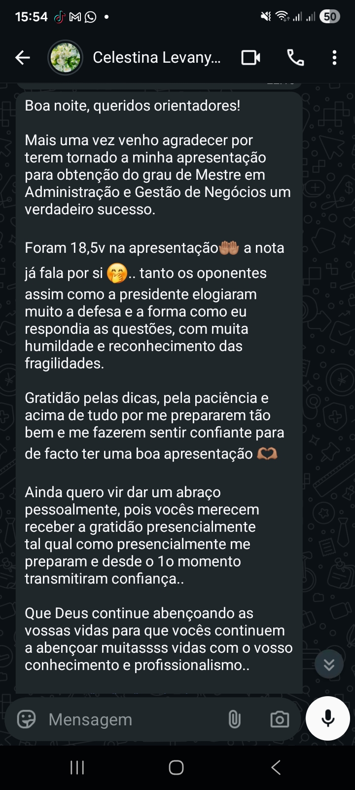 Depoimento após defesa